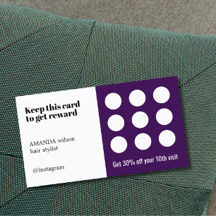 Elegant Dark Purple White Salon  Loyalty Card