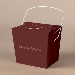 Elegant Dark Red & Blush Pink Script Thank You Favour Box