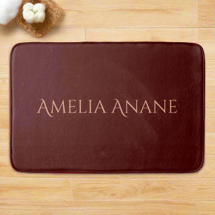 Elegant Dark Red & Blush Pink Typography  Bath Mat