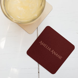 Elegant Dark Red & Blush Pink Typography  Coaster