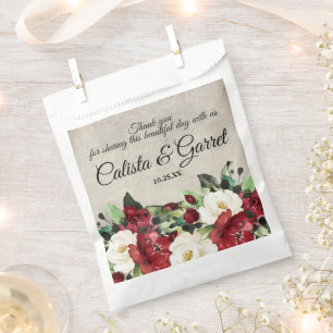 Elegant Dark Red Floral Goth Wedding Thank You Favour Bag