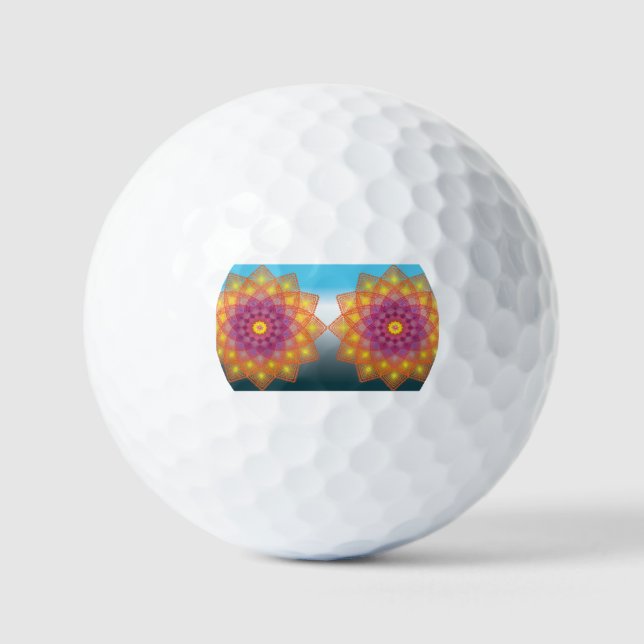 Elegant Dark Red Geometric Pattern Stainless Steel Golf Balls (Front)