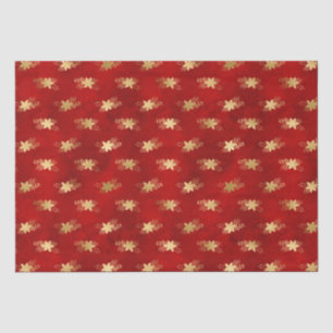 Elegant dark red gold foil poinsettias Christmas Tissue Paper