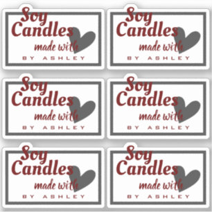 Elegant Dark Red Grey Heart on White Soy Candles