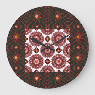 Elegant Dark Red Mandala Geometric Wall Clock – Ar