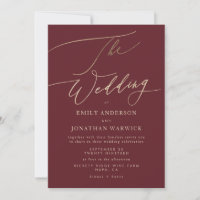 Elegant Dark Red Plum Burgundy Gold The Wedding