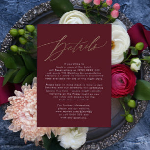 Elegant Dark Red Plum Burgundy Gold The Wedding RSVP Card