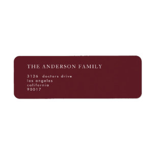 Elegant Dark Red Plum Burgundy White The Wedding Return Address Label