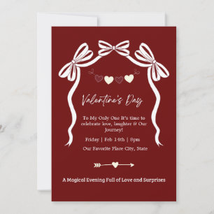Elegant Dark Red Romantic Valentine's Day  Invitation