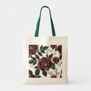 Elegant Dark Red Roses Floral Welcome Tote Bag