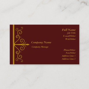Elegant Dark Red Swirl Business Card Template