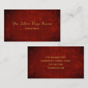 Elegant Dark Red Texture Gold Black Country Rustic Business Card
