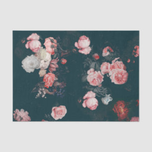 Elegant Dark Rich Dutch Floral Pink Roses Tissue Paper