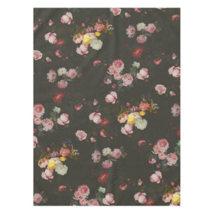 Elegant Dark Rich Floral Pink Roses Tablecloth