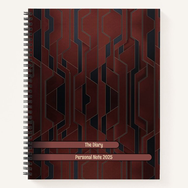 Elegant Dark Shade Geometric Spiral Notebook (Front)