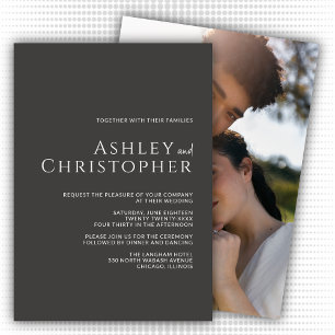 Elegant Dark Slate Modern Photo Wedding Invitation