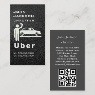 Elegant Dark Taxi Driver/Chauffeur QR Code Business Card
