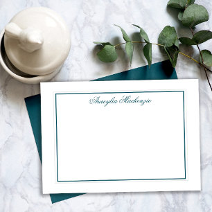 Elegant Dark Teal and White Personalised Card