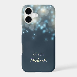 Elegant Dark Teal Bokeh Glamour Glow With Name