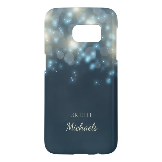 Elegant Dark Teal Bokeh Glamour Glow With Name Case-Mate Samsung Galaxy Case (Back)