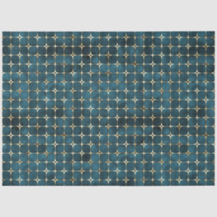 Elegant Dark Teal Velvet Gold Plaid Luxury Tissue Paper