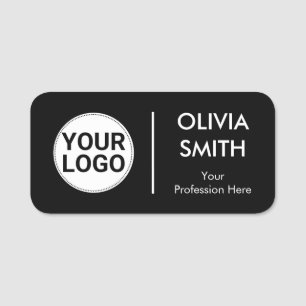 Elegant Dark Theme Simple Split in Half Employee Name Tag
