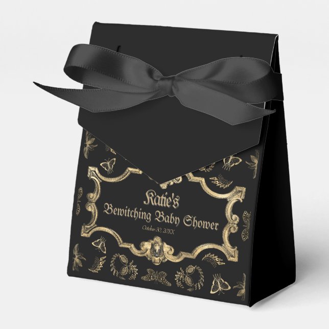 Elegant Dark Victorian Gothic Baby Shower Favour Box (Front Side)