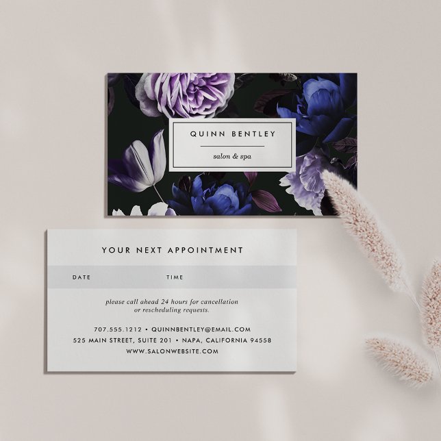 Elegant Dark Violet Floral Appointment Card (Creator Uploaded)