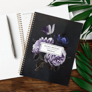 Elegant Dark Violet Floral Bouquet   Personalised Planner
