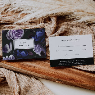 Elegant Dark Violet Floral   Gift Certificate Card