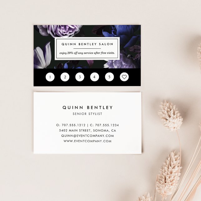 Elegant Dark Violet Floral Loyalty Card (Creator Uploaded)