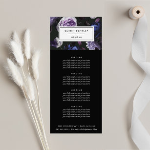 Elegant Dark Violet Floral Pricing or Services Rack Card