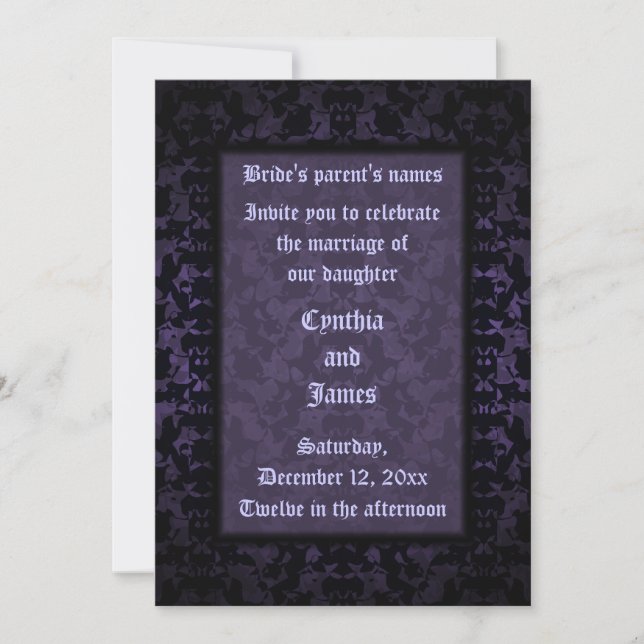 Elegant dark wedding invitations (Front)