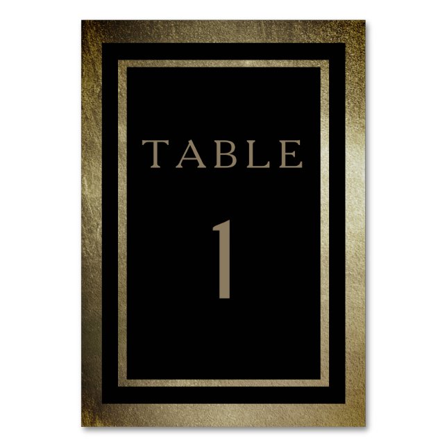 Elegant Day Gold & Black Vertical Wedding Table Number (Back)