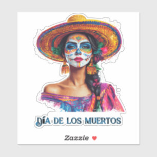 Elegant Day of the Dead Sugar Skull Lady Colorful