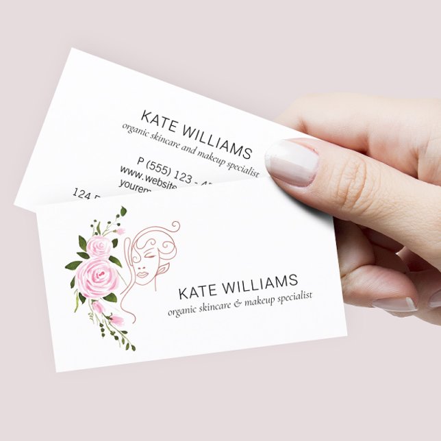 Elegant Day Spa and Beauty Salon Floral Business Card (Creator Uploaded)