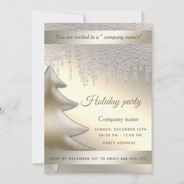 Elegant dazzle shiny corporate Christmas party Inv Invitation (Front)