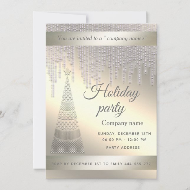 Elegant dazzle shiny corporate Christmas party  Invitation (Front)