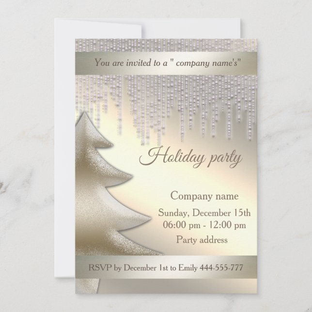 Elegant dazzle shiny corporate Christmas party Invitation (Front)