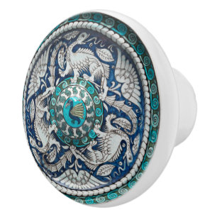 Elegant De Morgan Dragon Ceramic Knob