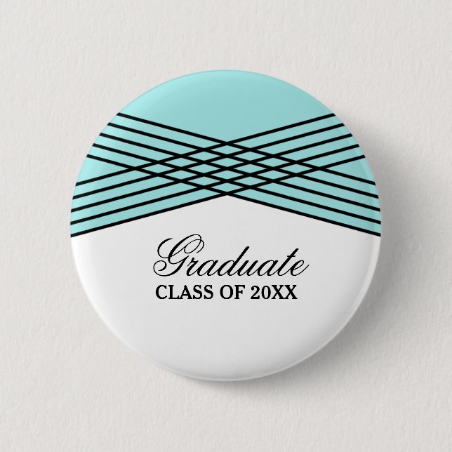 Elegant Deco Aqua Graduation Button (Front)