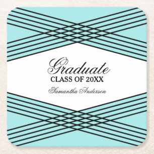 Elegant Deco Aqua Graduation Coasters