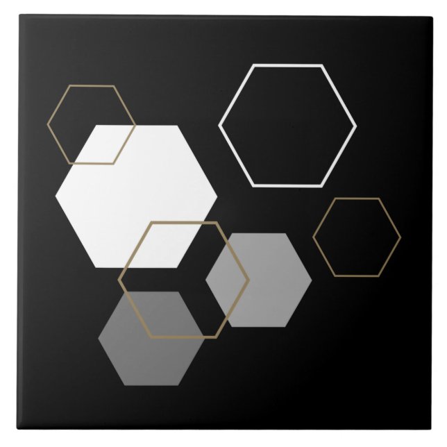 Elegant deco art modern classic geometric black ceramic tile (Front)
