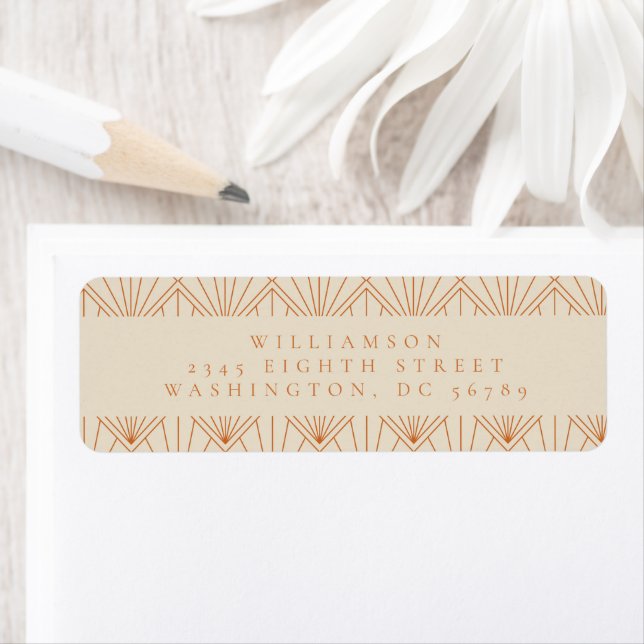 Elegant Deco Burnt Orange Wedding Return Address Label (Insitu)