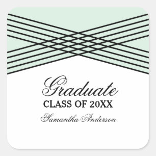 Elegant Deco Green Graduation Stickers
