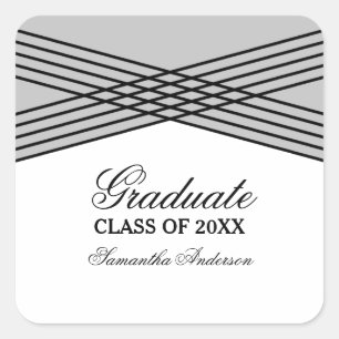 Elegant Deco Grey Graduation Stickers