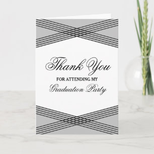 Elegant Deco Grey Graduation Thank You Card