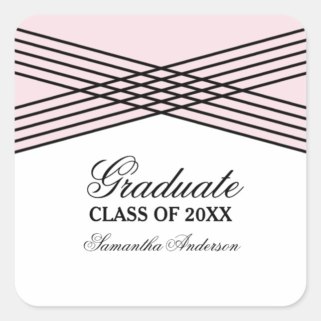 Elegant Deco Pink Graduation Stickers (Front)