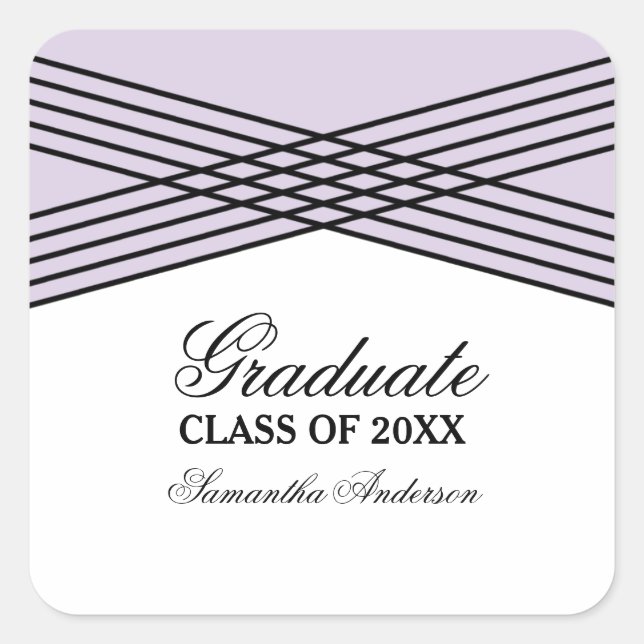 Elegant Deco Purple Graduation Stickers (Front)
