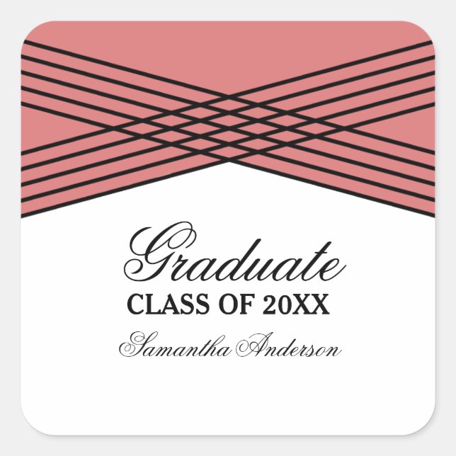 Elegant Deco Red Graduation Stickers (Front)
